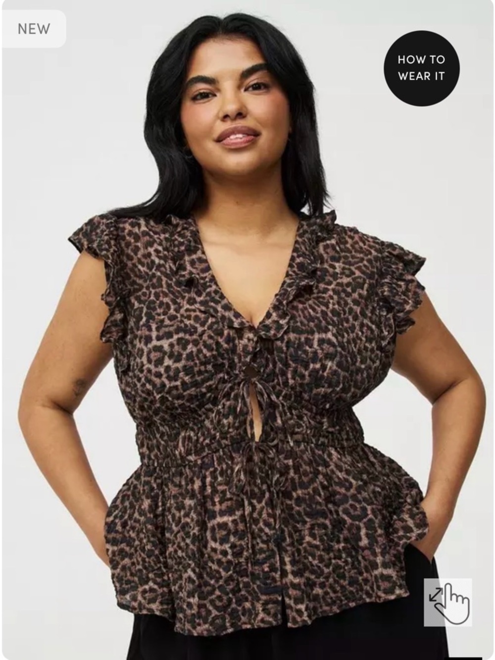 Hot girl summer! torrid Brown Leopard Ruffle Tie-Front Peplum Top 1x